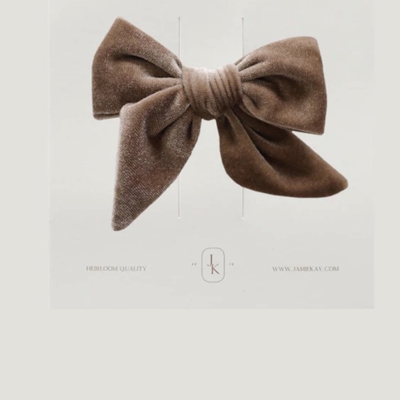 New Jamie Kay velvet clip bow in taupe or “fawn” color - Picture 3 of 4